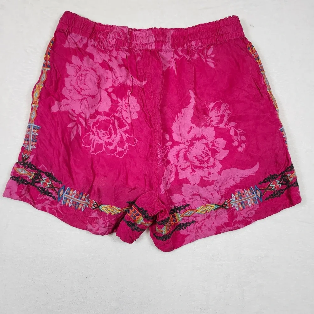Biya Johnny Was Pink Embroidered Floral Jacquard Short Womens Small Boho Fuchsia